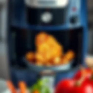 Airfryer with a crisped dish inside