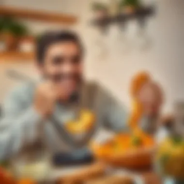 A satisfied individual enjoying a delicious meal prepared with the Airfryer