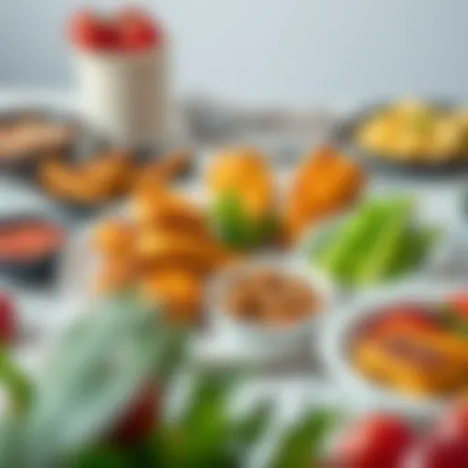 A beautifully arranged plate of healthy dishes made with the Philips Airfryer XXL