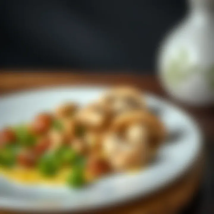 Culinary Artistry with Mushrooms A beautifully plated dish featuring mushrooms as the main ingredient with garnishes