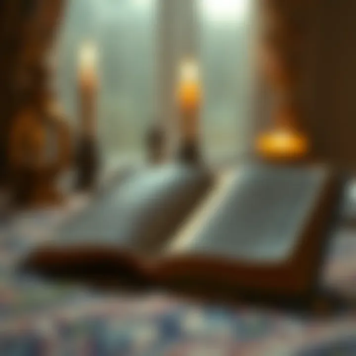 An open Quran with a soft glow of candlelight