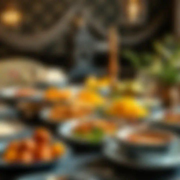 A beautifully set table with traditional Ramadan dishes