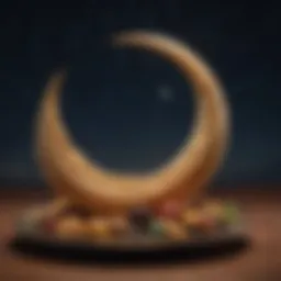 A serene night sky with illuminated crescent moon symbolizing Ramadan.