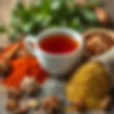 Herbs and Spices for Rooibos Tea Enhancement An assortment of herbs and spices that complement rooibos tea