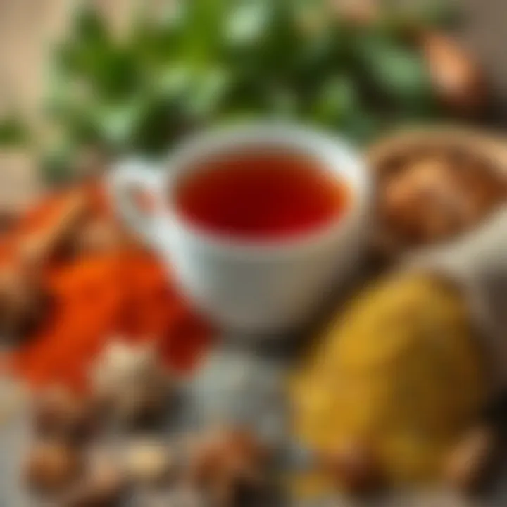 Herbs and Spices for Rooibos Tea Enhancement An assortment of herbs and spices that complement rooibos tea