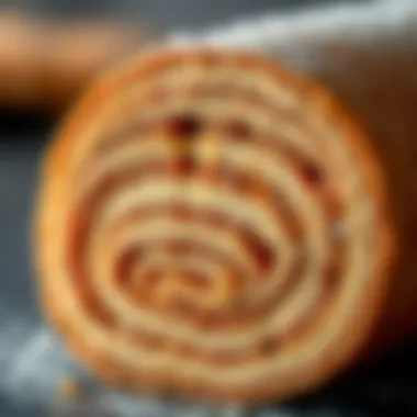 Intricate Layers of Rolled Cake Close-up of the layered texture of a rolled cake