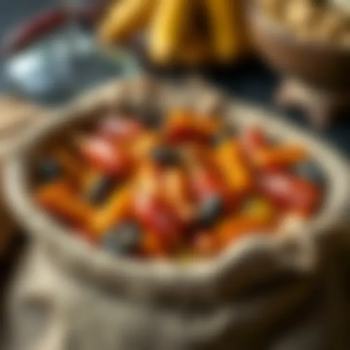 Close-up of food being cooked on a sack