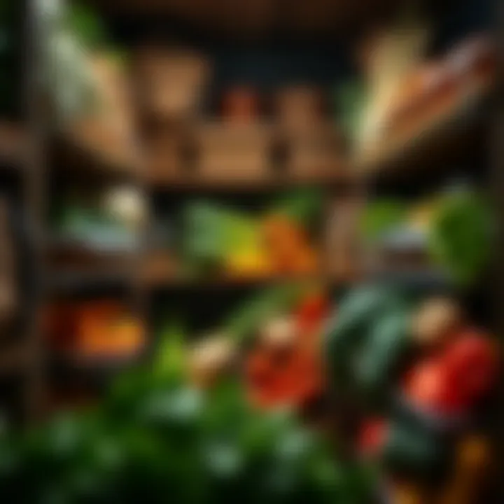 A cool, dark pantry showcasing stored vegetables