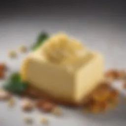 An elegant display of Selimoğlu butter showcasing its rich texture.