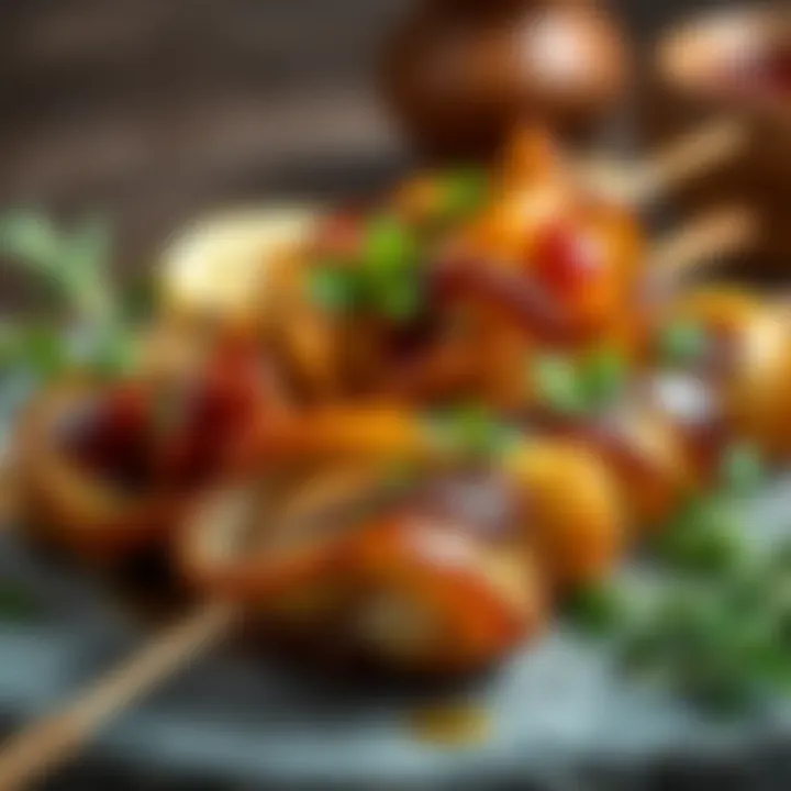 Garnished Onion Kebabs Succulent onion kebabs garnished with herbs