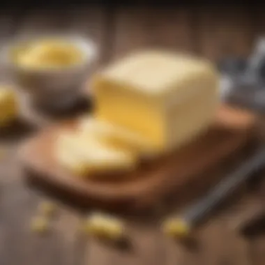 Butter on Wooden Table Final butter product on a wooden table