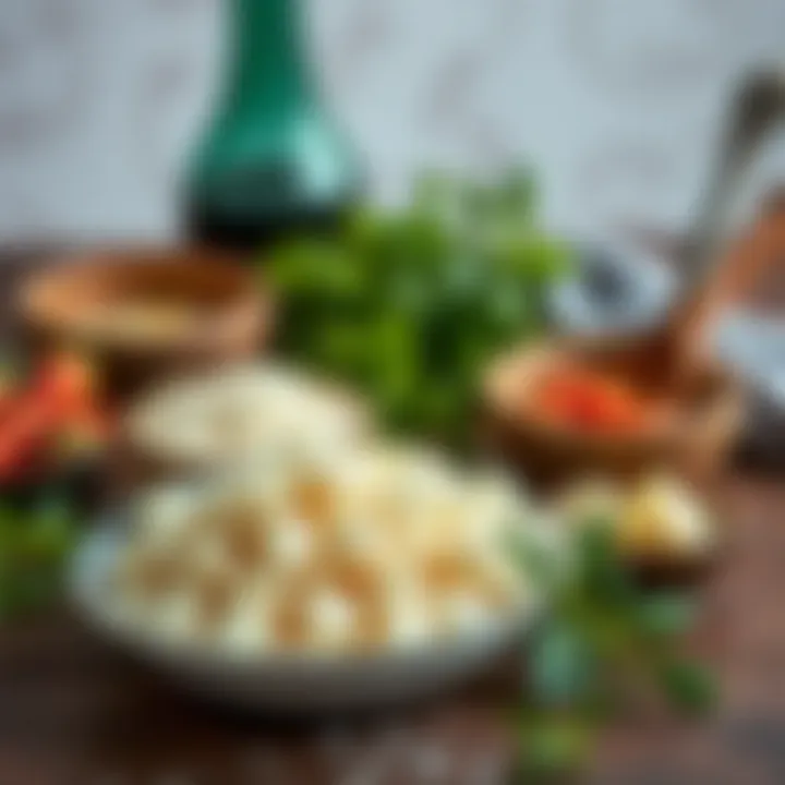 Ingredients for semolina helva displayed on a wooden table