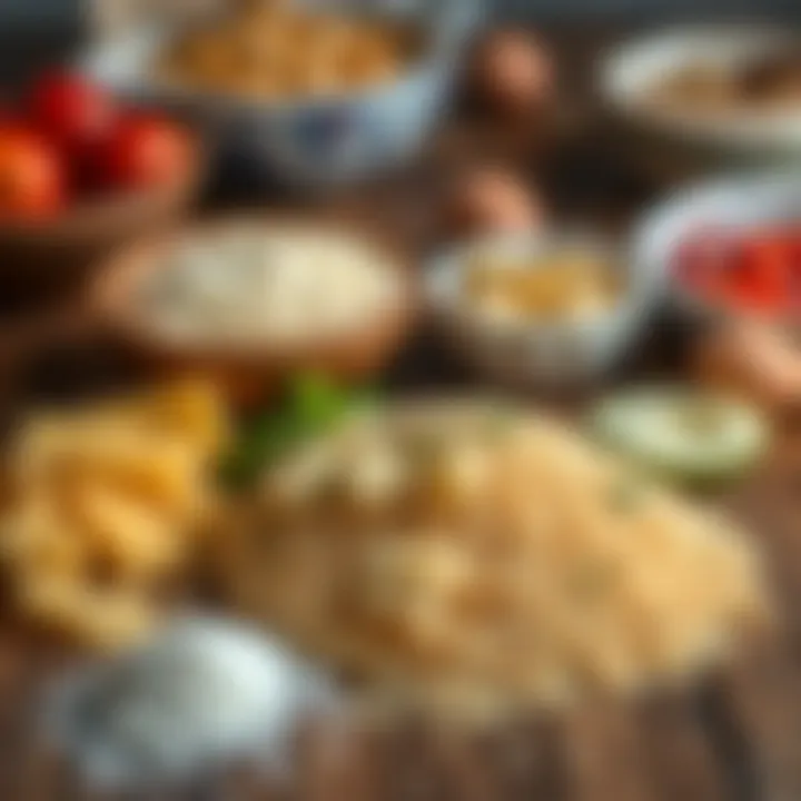 Ingredients for Semolina Helva Ingredients spread out for preparing semolina helva.