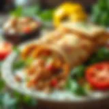 Tantuni dish served with fresh vegetables