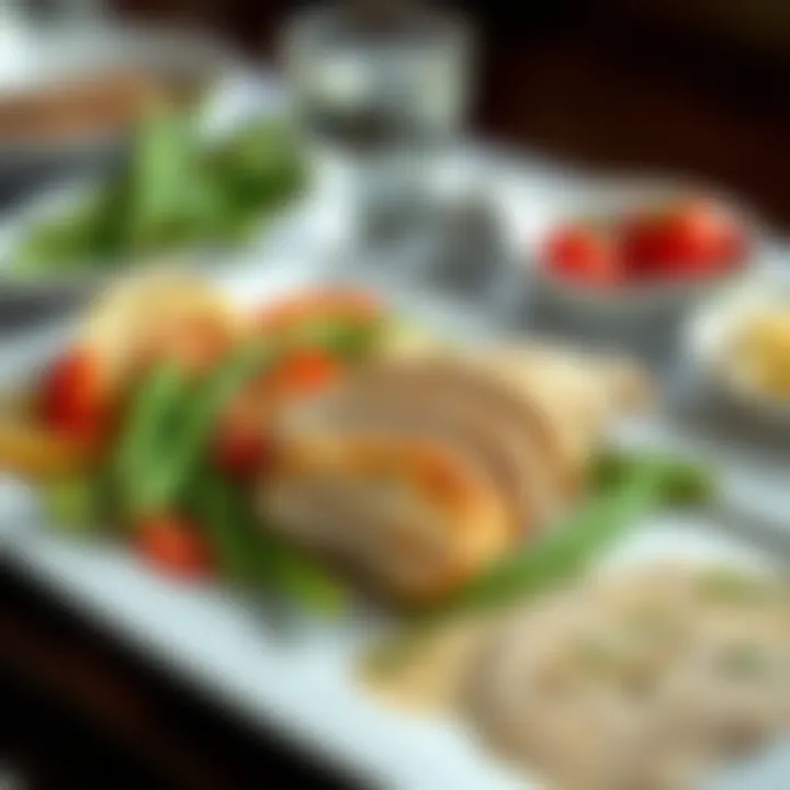Elegant plating of a chicken breast recipe
