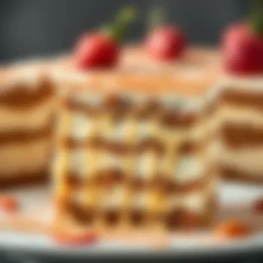 Close-up of tiramisu showcasing its creamy texture