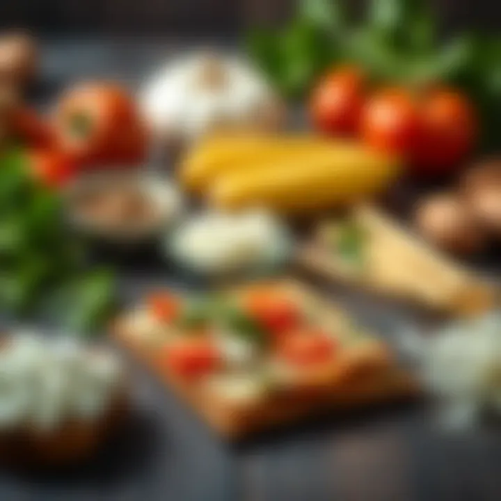 Ingredients laid out for making toast bread pizza