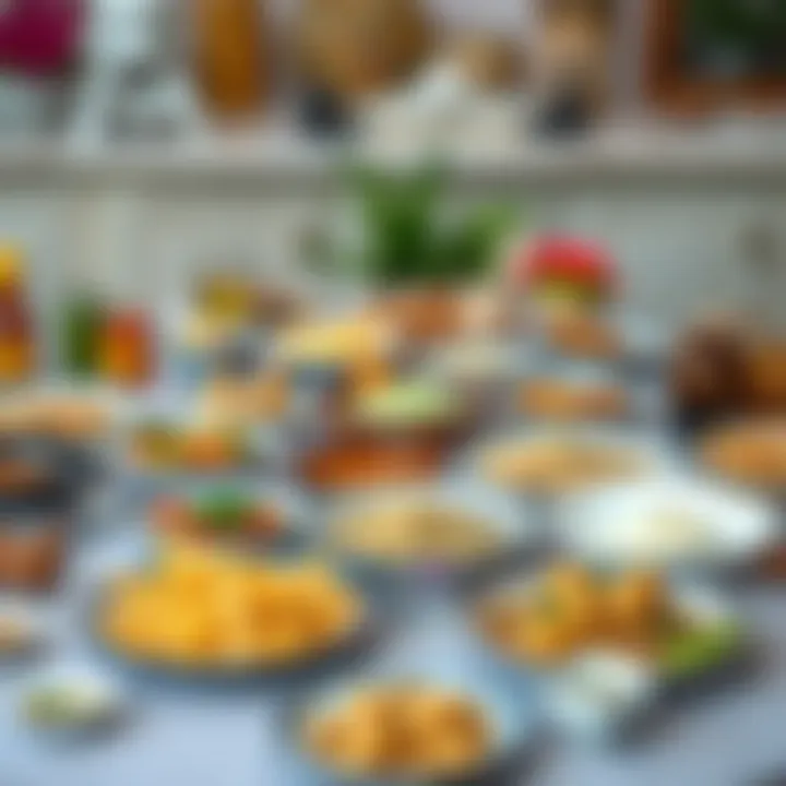 A traditional iftar table set with various dishes