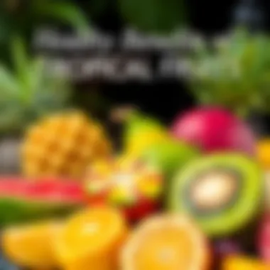 An illustration highlighting the nutritional benefits of tropical fruits