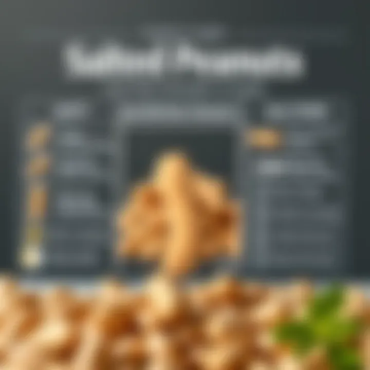 Nutritional chart highlighting the health benefits of salted peanuts.