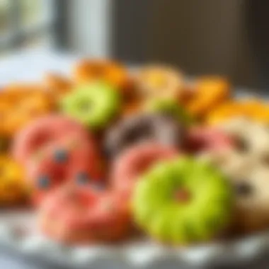 A variety of colorful cookies on a stylish platter