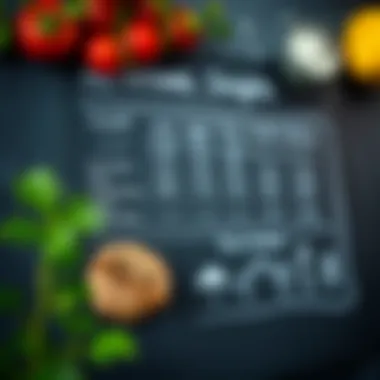 Nutritional breakdown of flour cookies displayed on a chalkboard