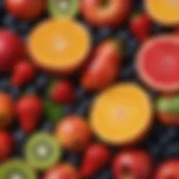 Colorful array of fruits rich in vitamins