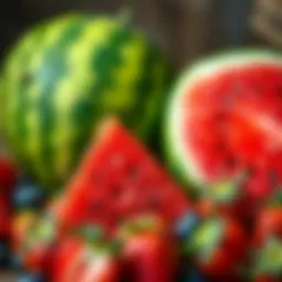 Vibrant summer fruits like watermelon and strawberries