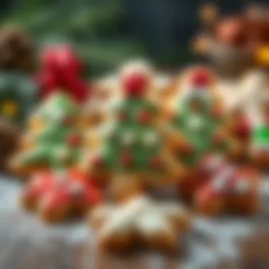 Artfully decorated Christmas cookies showcasing various techniques