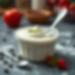 A container of fresh yogurt with a creamy texture